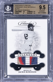 2019 Panini Flawless "Legendary Dual Materials - Black" #LM-JR Jackie Robinson Game Used Patch Card (#1/1) – BGS GEM MINT 9.5